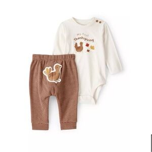 Carter's White and Brown Thanksgiving Set